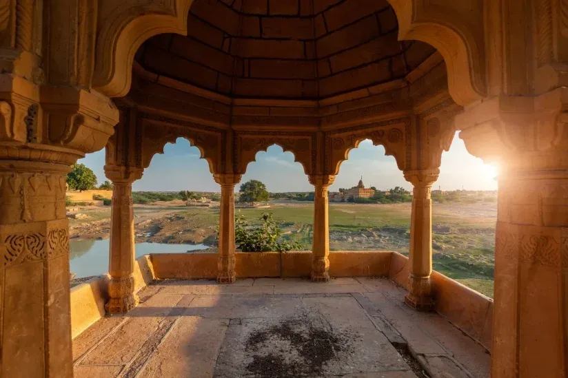 Carved sandstone facade of a haveli in Jaisalmer