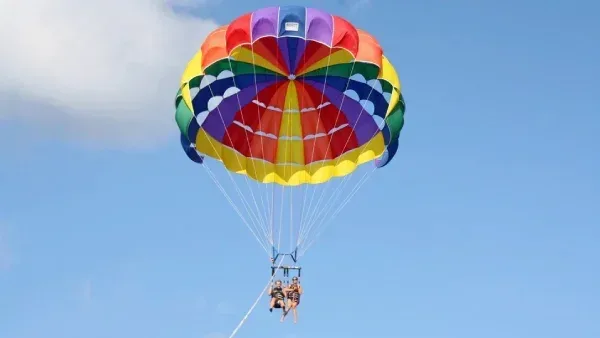 Parasail landing on open desert ground